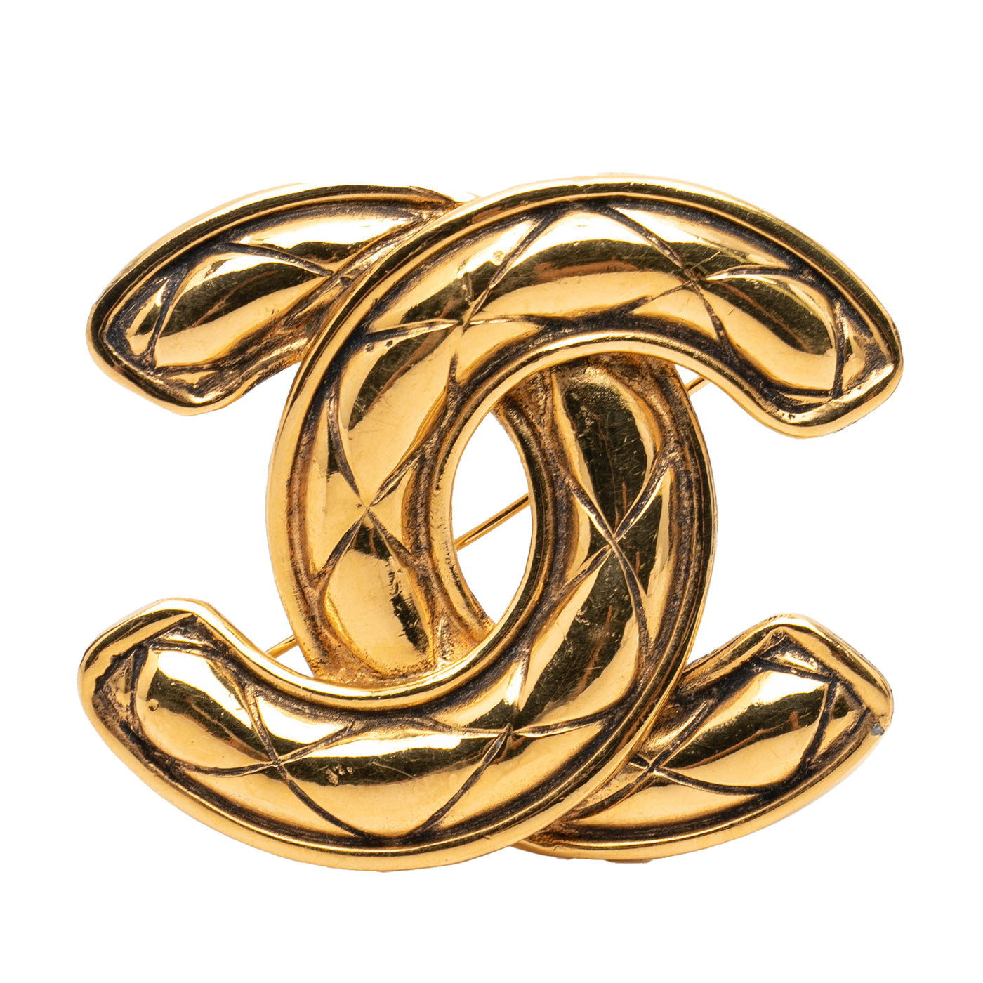 CC Gold Plated Quilted Brooch - Image 1