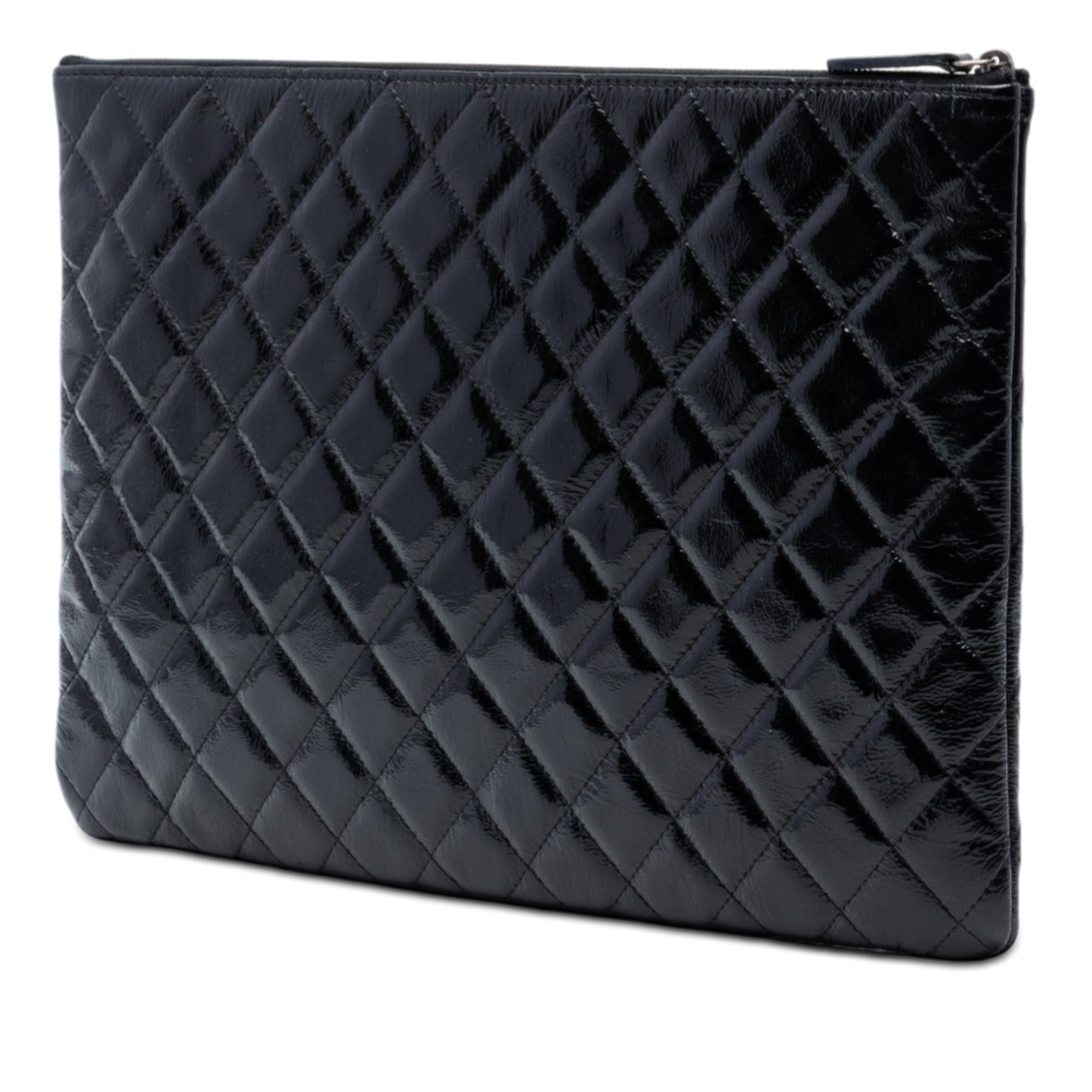 Large Quilted Patent O Case Clutch - Image 2
