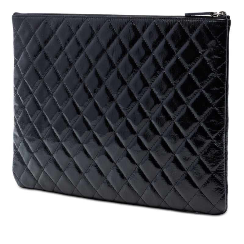 Large Quilted Patent O Case Clutch - Image 2
