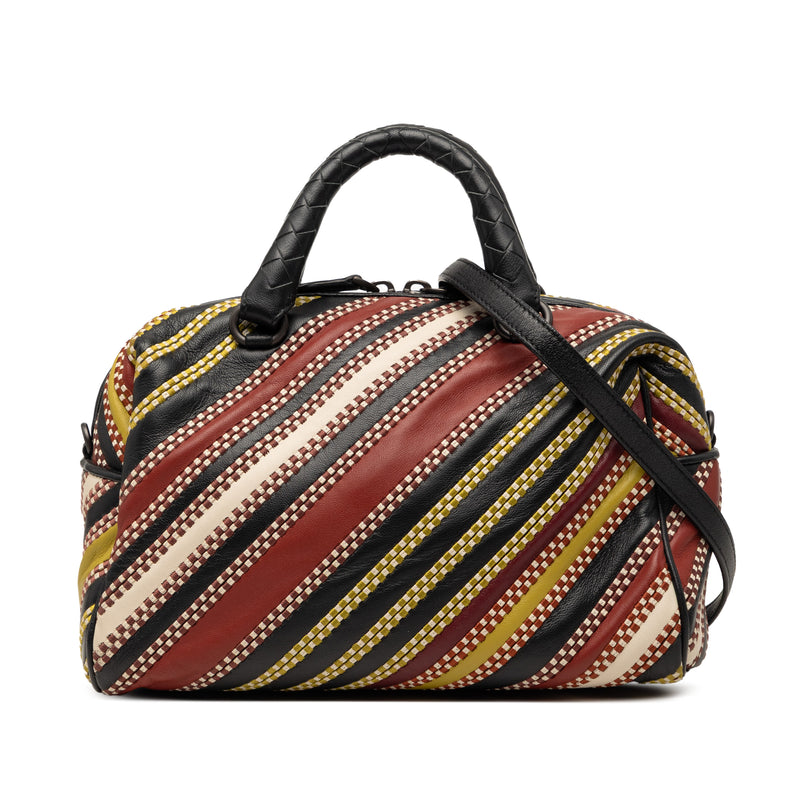 Nappa Diagonal Stripe Boston Bag