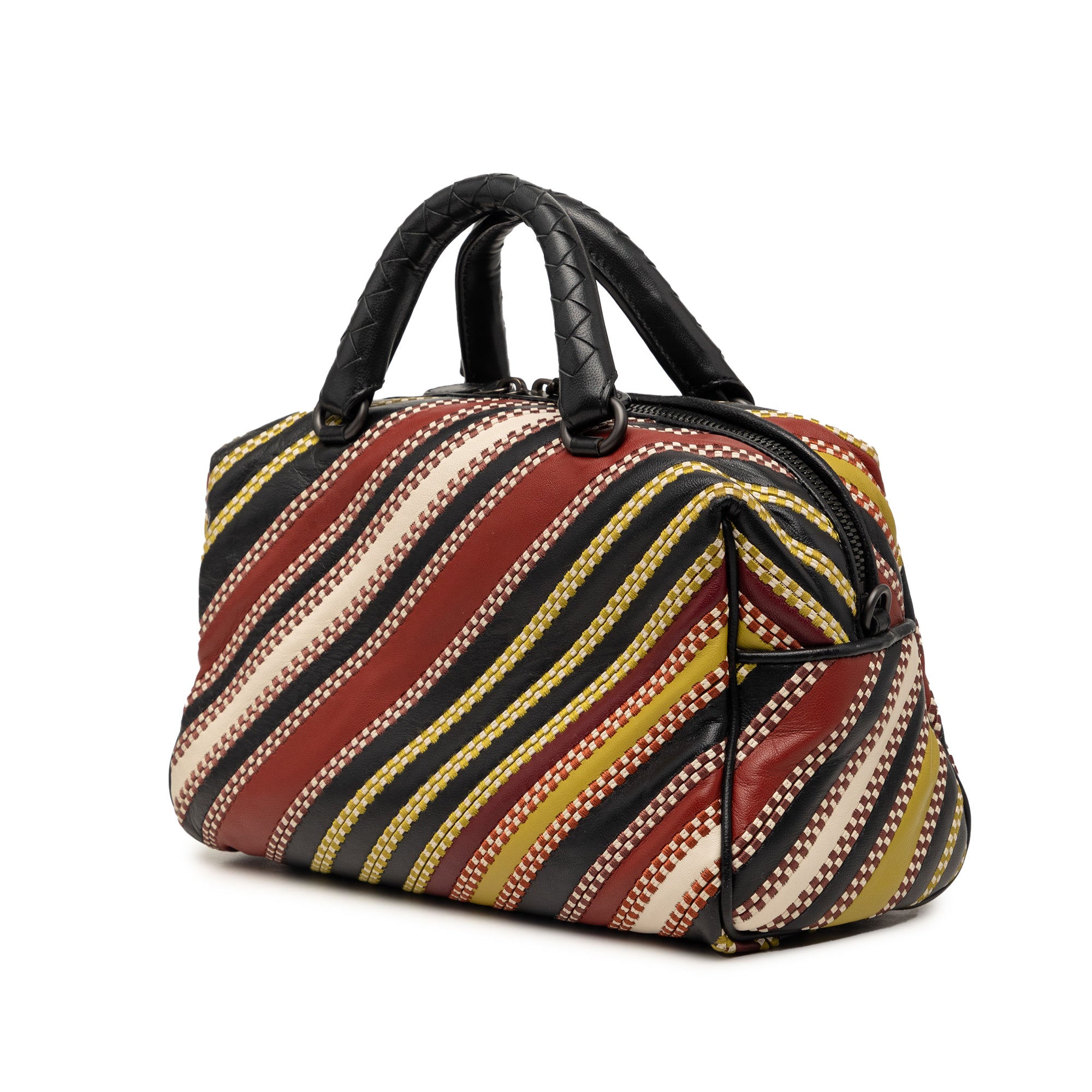 Nappa Diagonal Stripe Boston Bag - Image 2