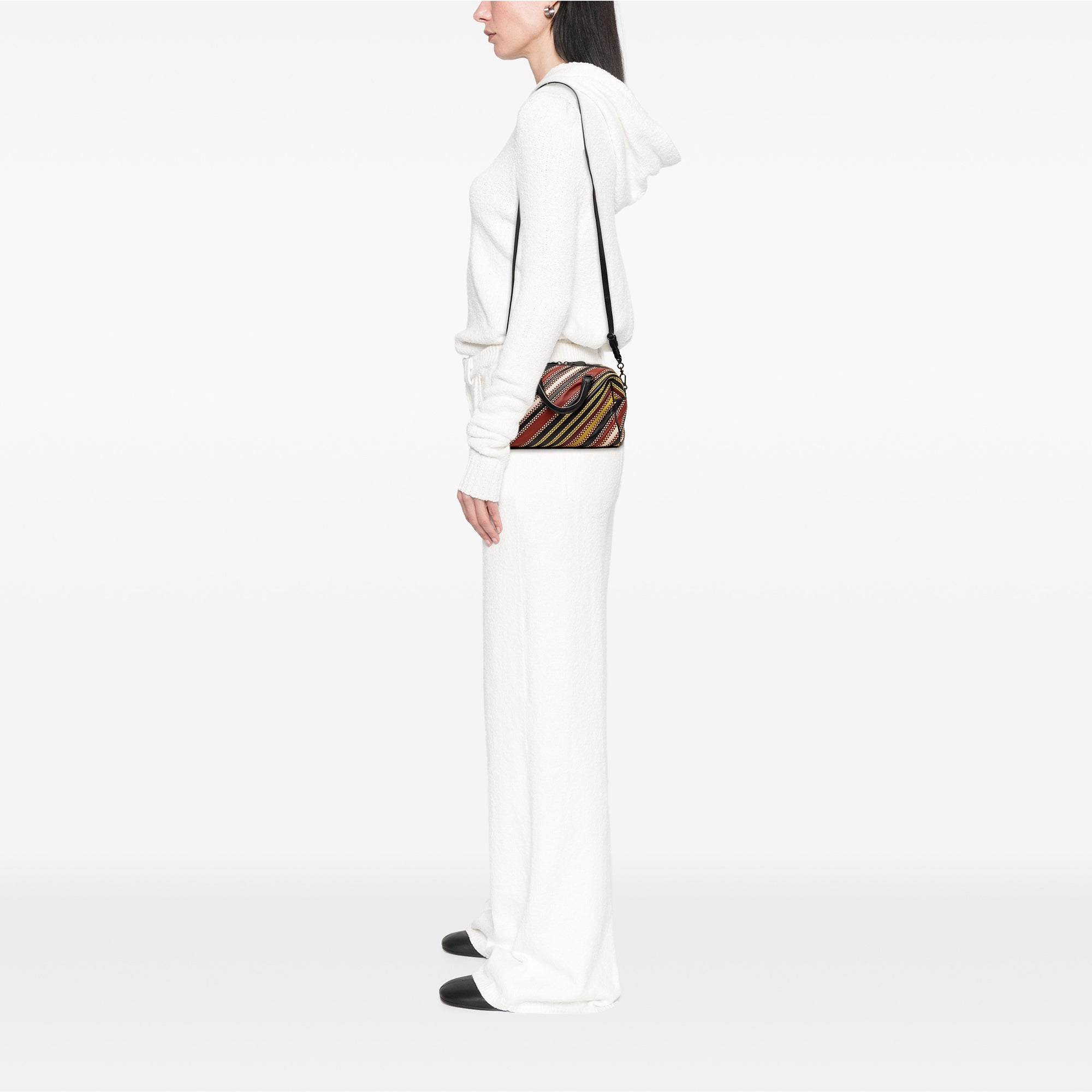 Nappa Diagonal Stripe Boston Bag - Image 7