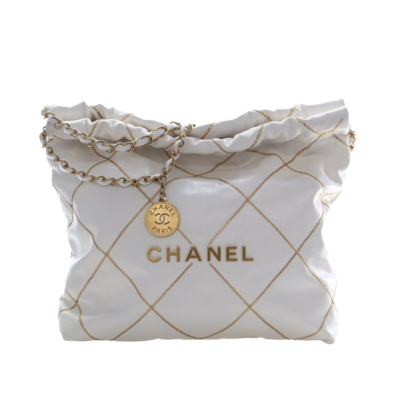 Small Quilted Shiny Calfskin Chain 22 Handbag - Image 1