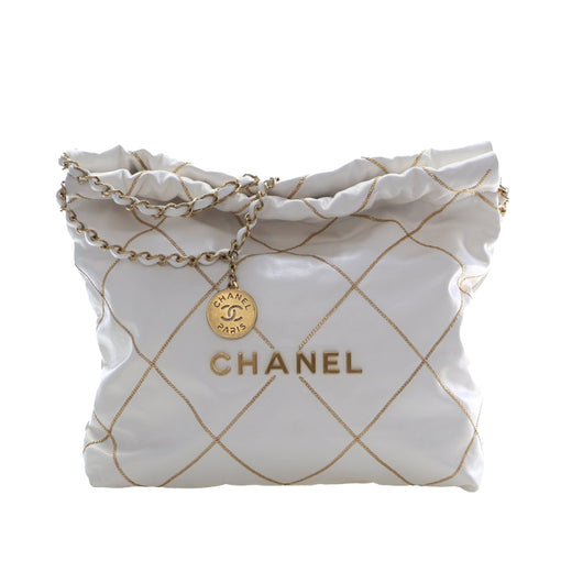 Small Quilted Shiny Calfskin Chain 22 Handbag - Image 1