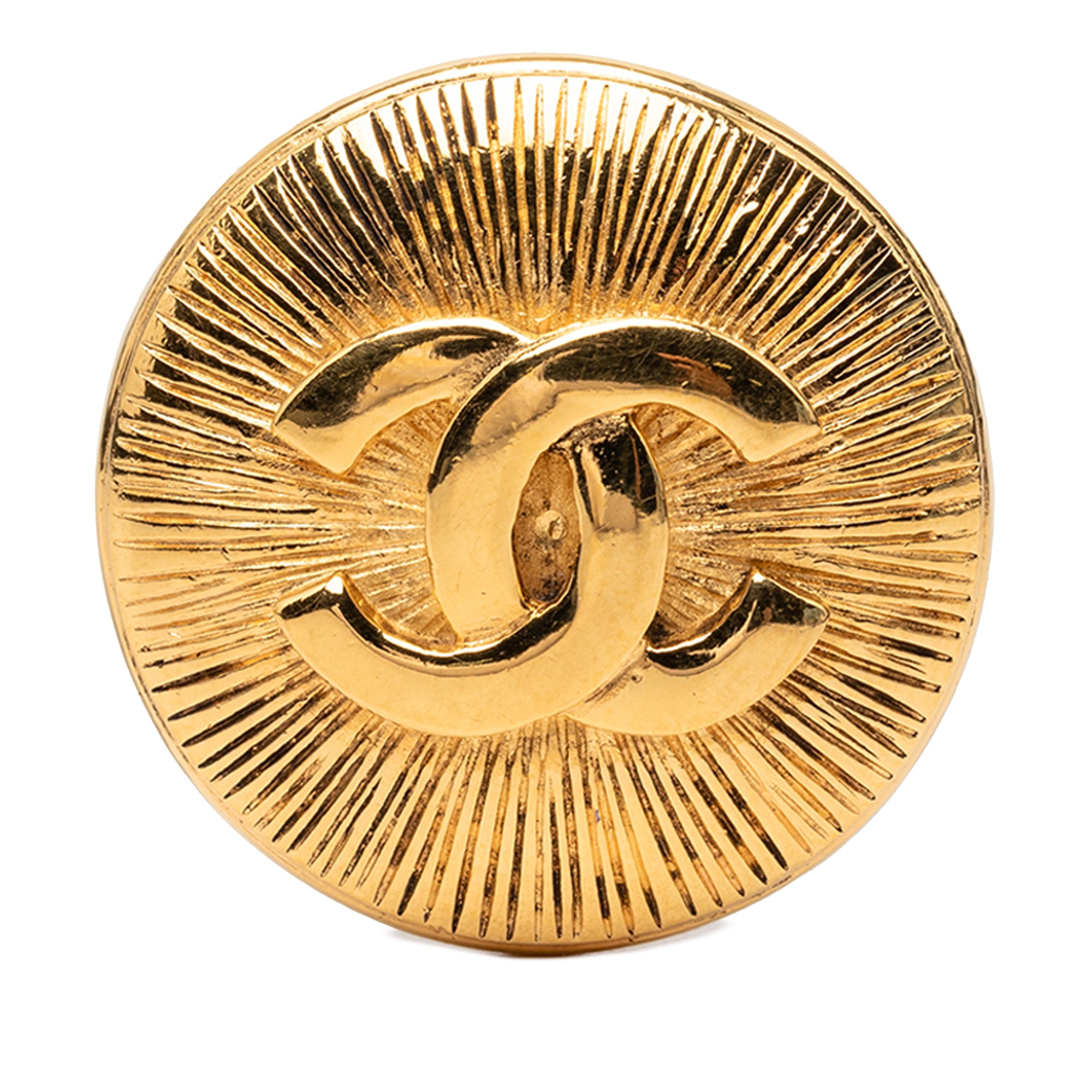 CC Gold Plated Round Sunburst Brooch - Image 1