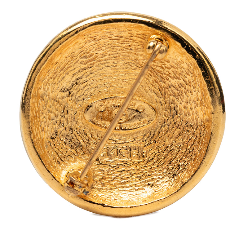 CC Gold Plated Round Sunburst Brooch - Image 2