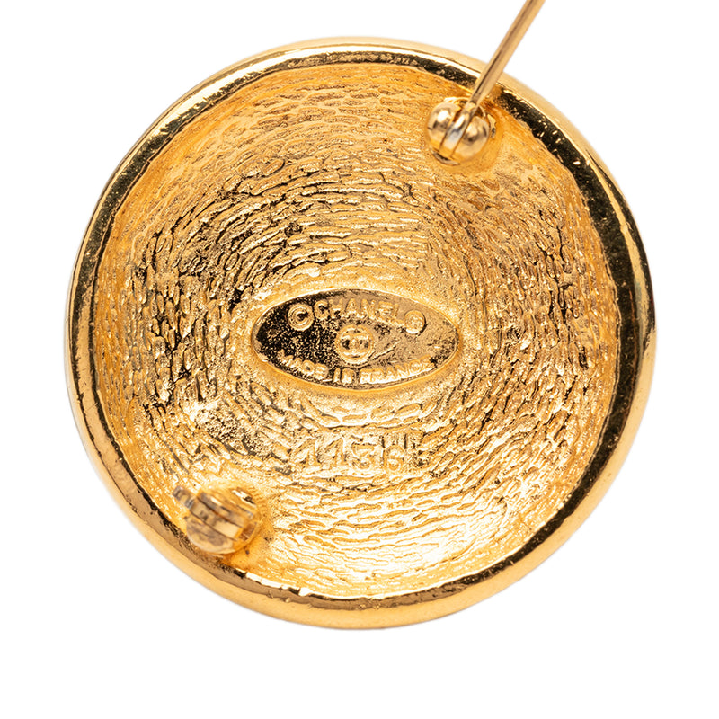 CC Gold Plated Round Sunburst Brooch - Image 3