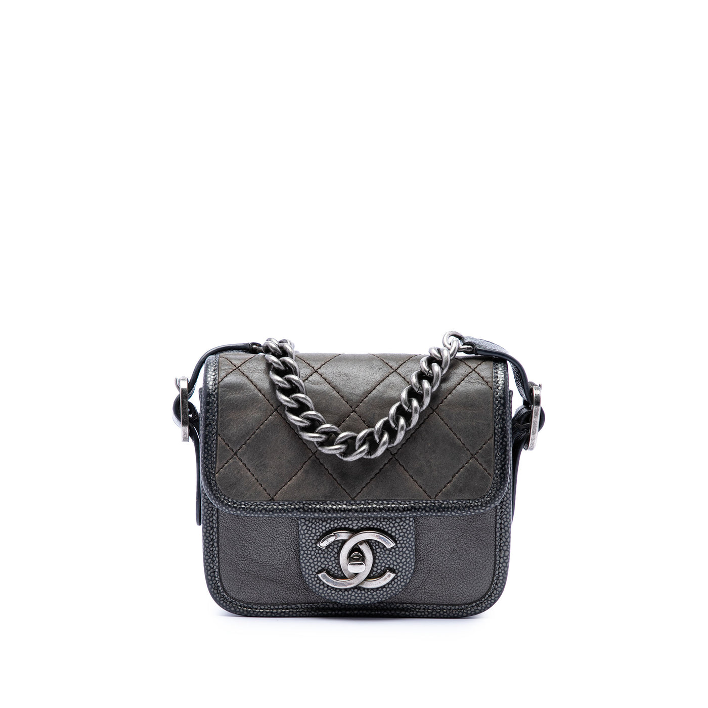 Paris Bombay Mini Quilted Iridescent Calfskin Back to School Single Flap - Image 1