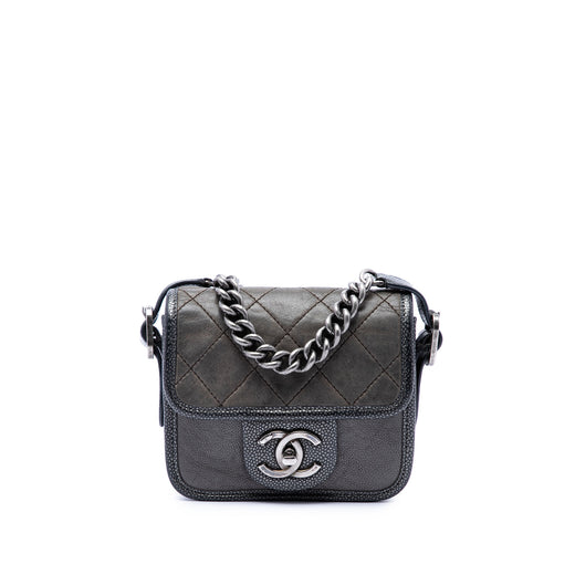 Paris Bombay Mini Quilted Iridescent Calfskin Back to School Single Flap - Image 1