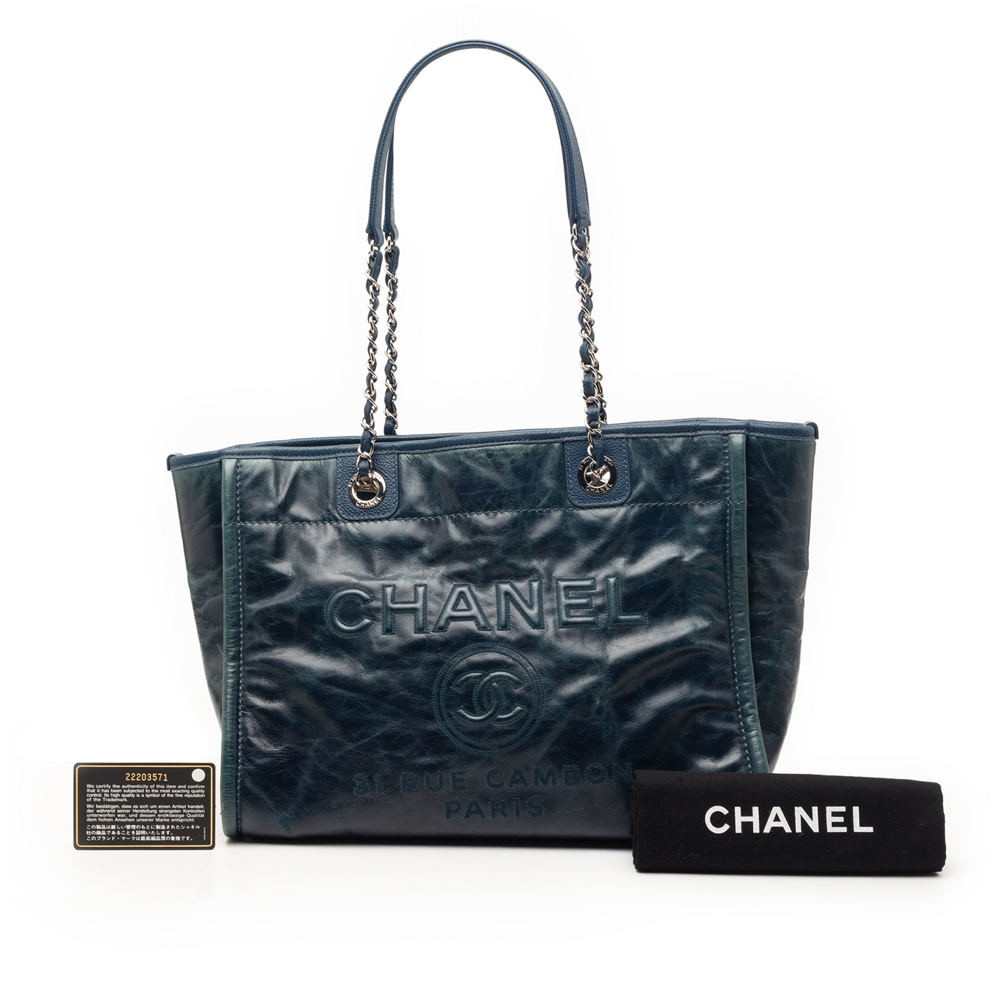 Small Glazed Calfskin Deauville Tote - Image 9