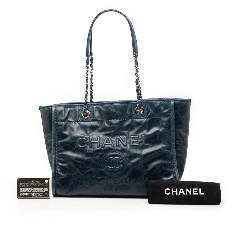 Small Glazed Calfskin Deauville Tote - Image 9