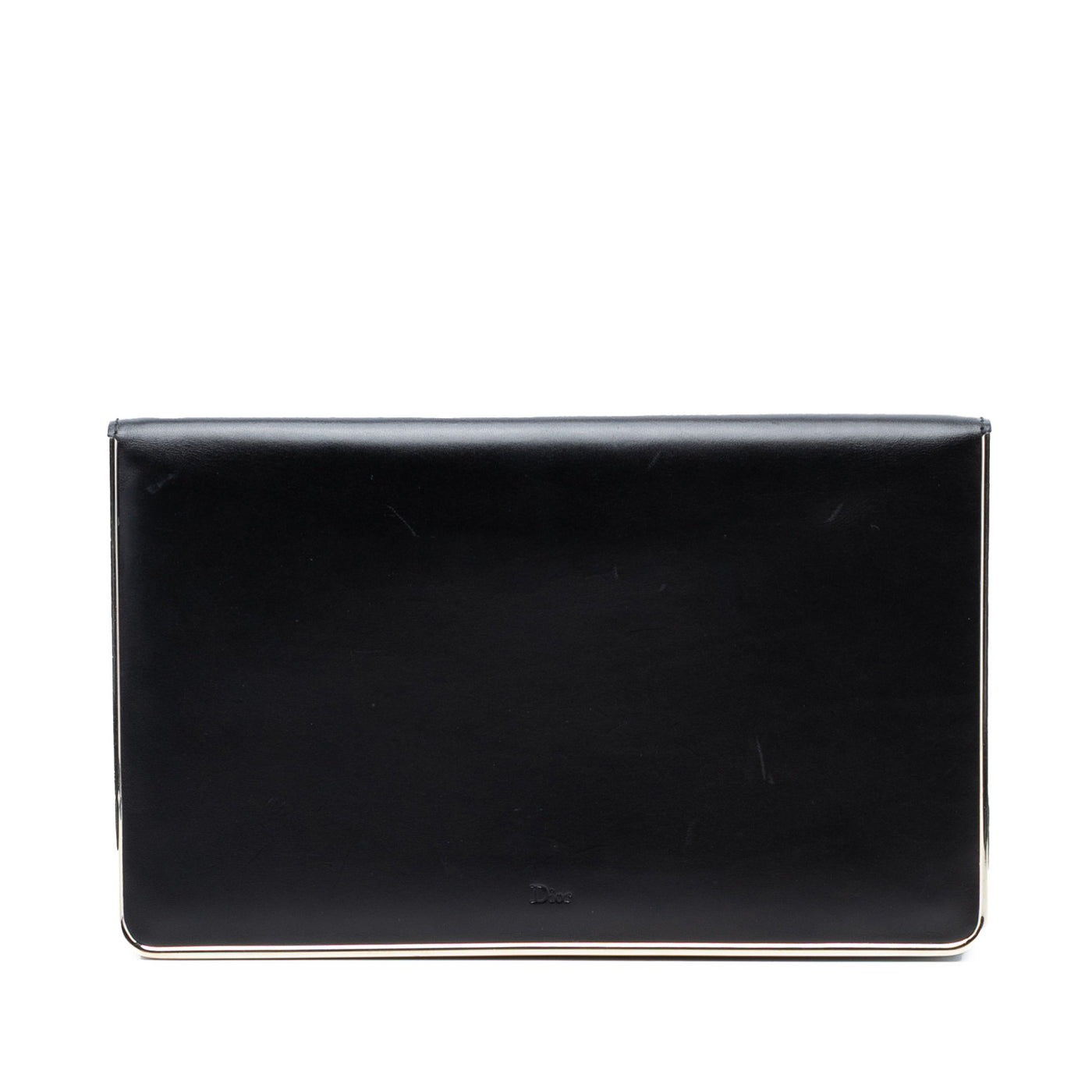 Metal Trimmed Smooth Calfskin Clutch - Image 1