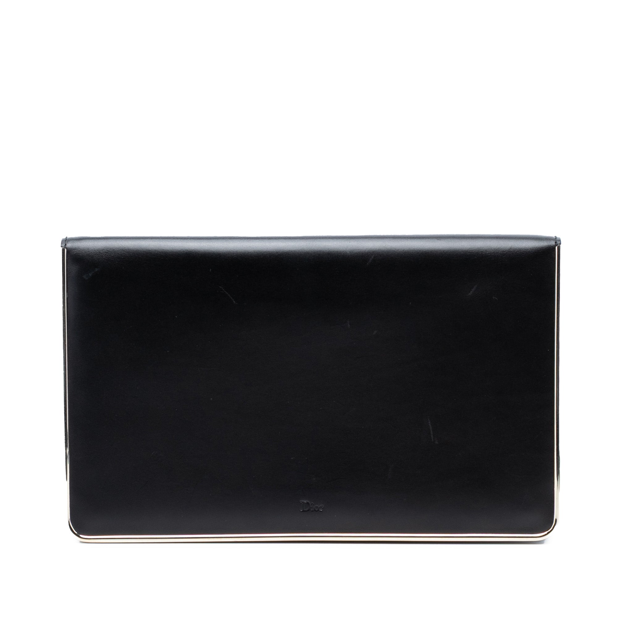 Metal Trimmed Smooth Calfskin Clutch - Image 1