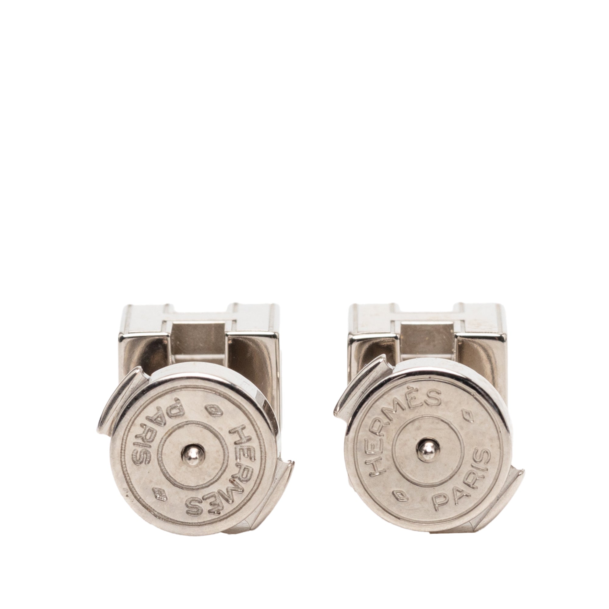 Palladium Plated Enamel Cage D H Push Back Earrings - Image 2