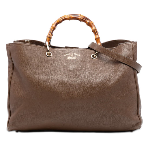 Large Calfskin Bamboo Shopper Satchel - Image 1