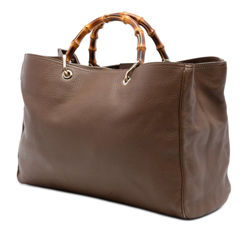 Large Calfskin Bamboo Shopper Satchel - Image 2