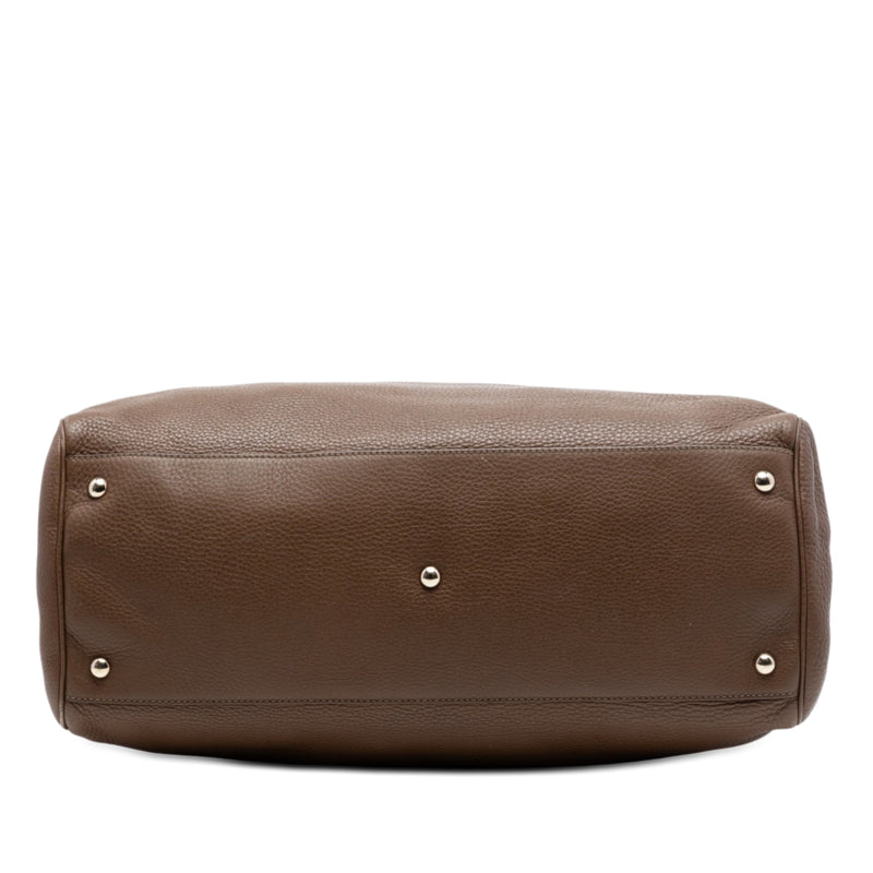 Large Calfskin Bamboo Shopper Satchel - Image 3