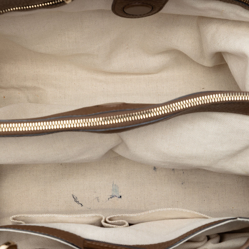 Large Calfskin Bamboo Shopper Satchel - Image 4