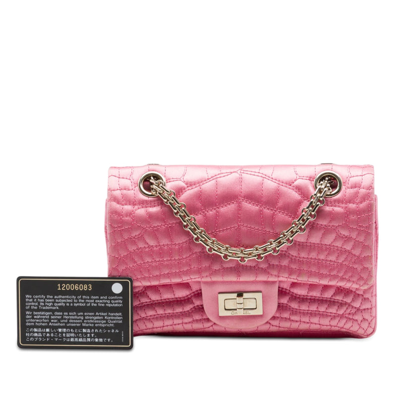 Coco Croc Quilted Satin Reissue 2.55 Double Flap 224 - Image 7