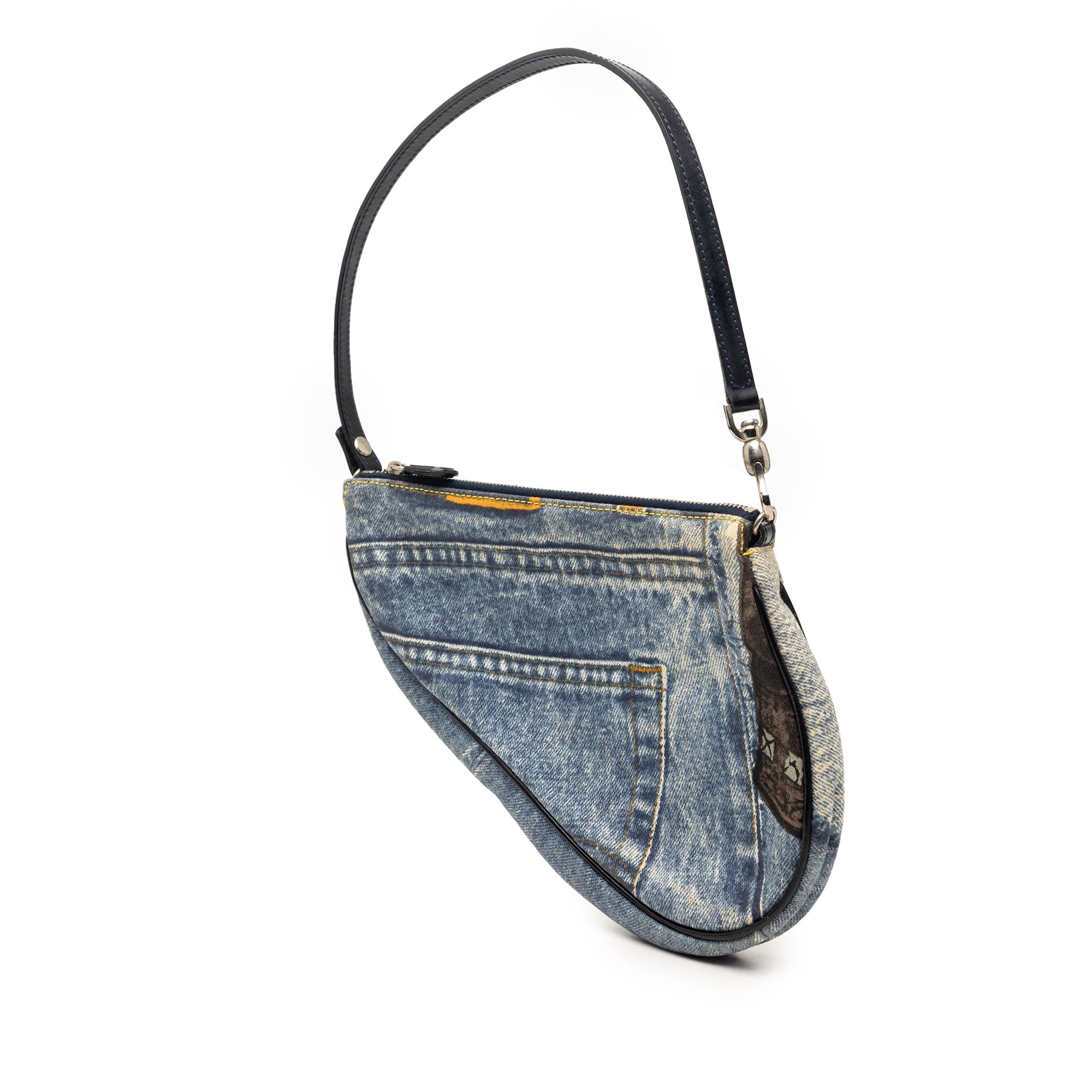 Mini Canvas Printed Denim Speedway Saddle Pochette - Image 2