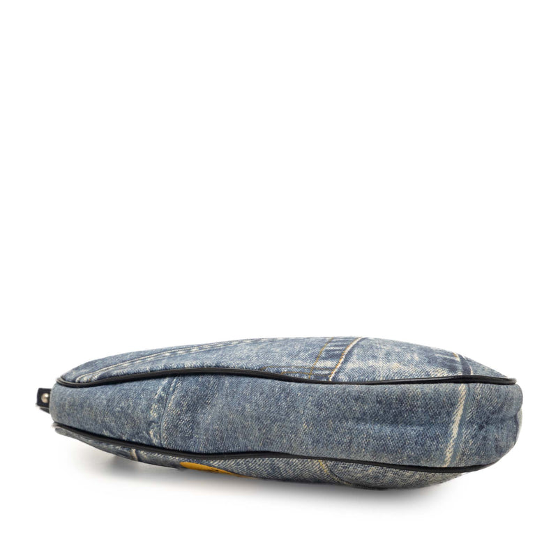 Mini Canvas Printed Denim Speedway Saddle Pochette - Image 3