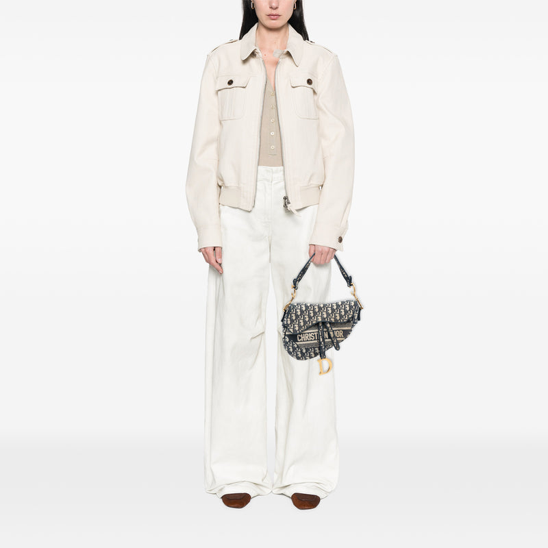 Oblique Embroidered Canvas Saddle Bag - Image 7