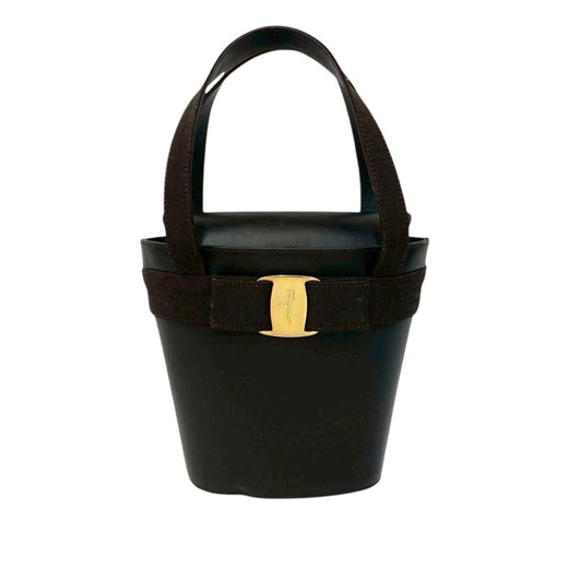 Leather Vara Bow Top Handle Bucket Bag - Image 1