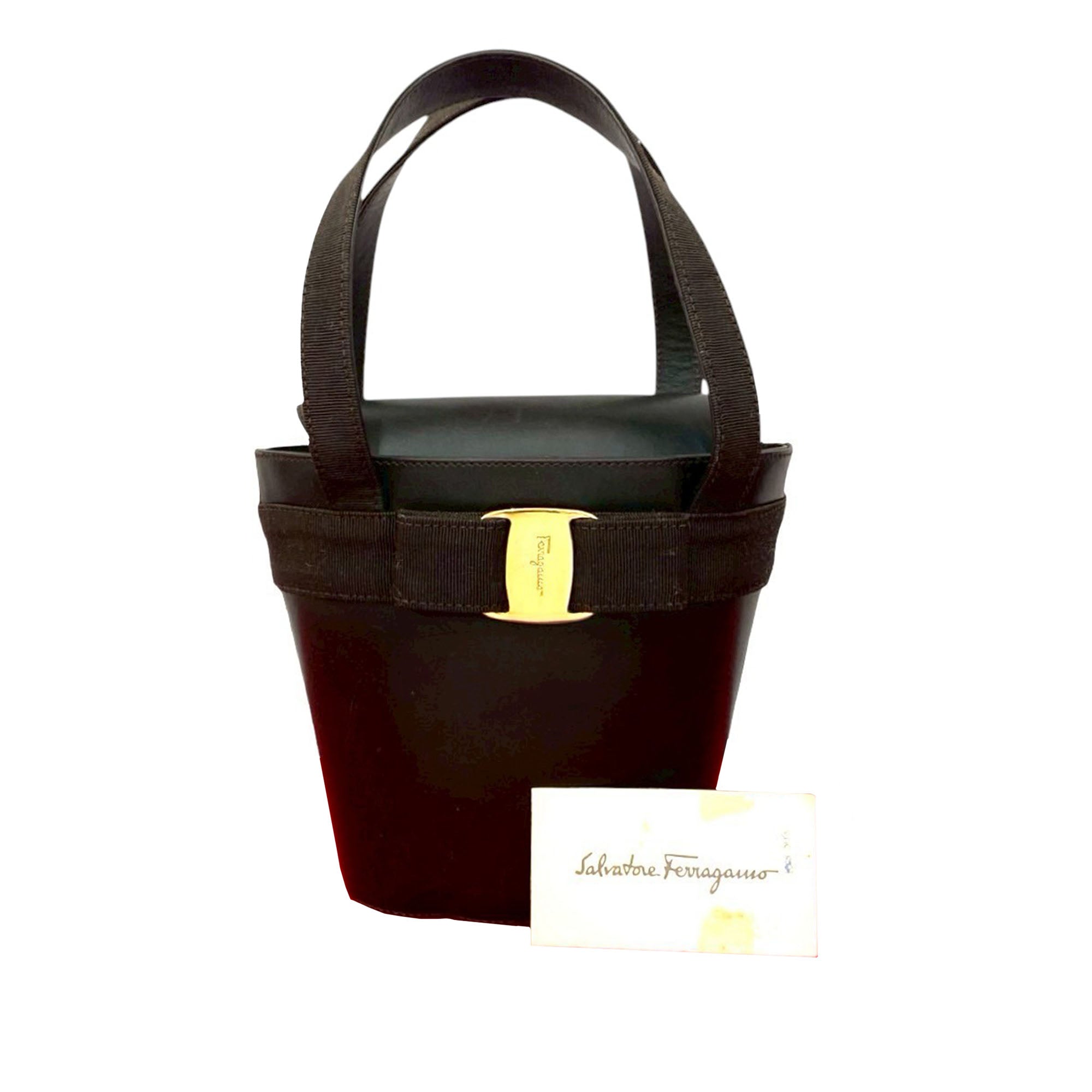 Leather Vara Bow Top Handle Bucket Bag - Image 10