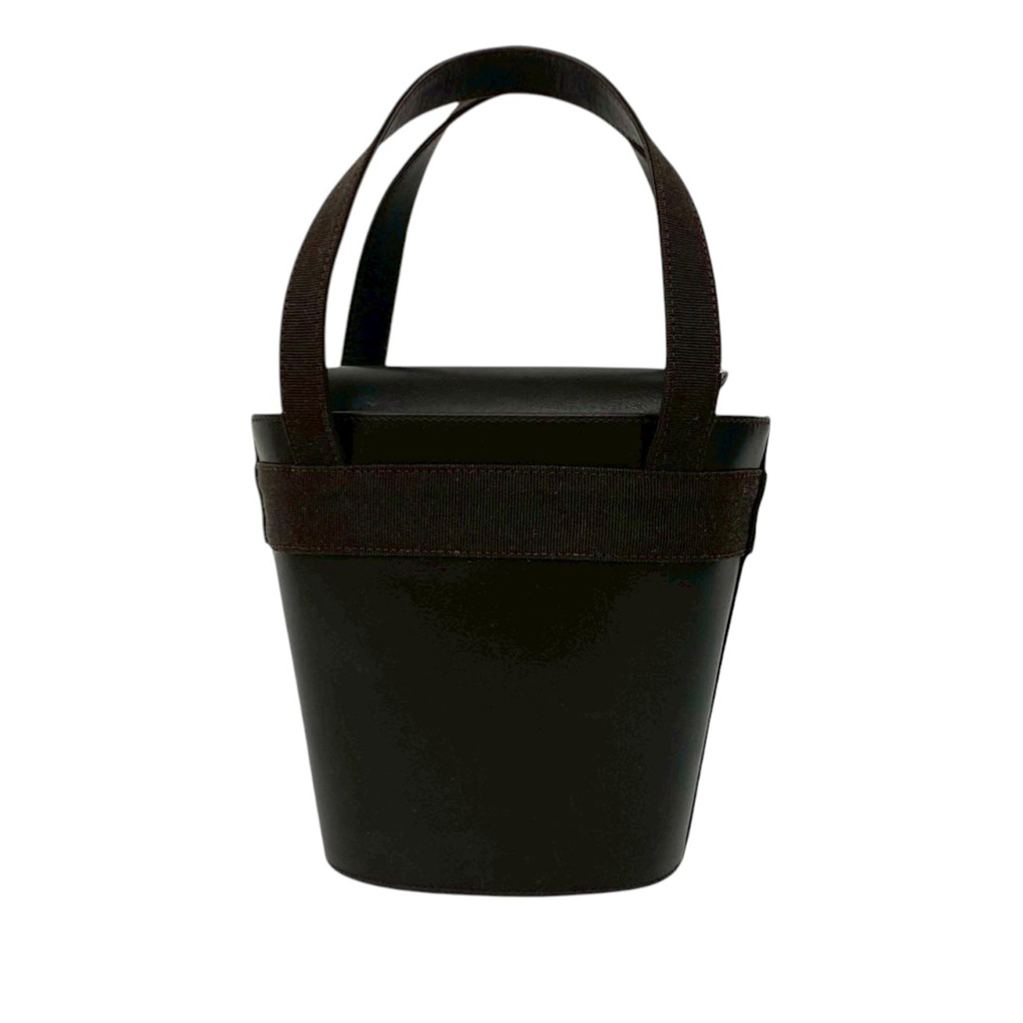 Leather Vara Bow Top Handle Bucket Bag - Image 2