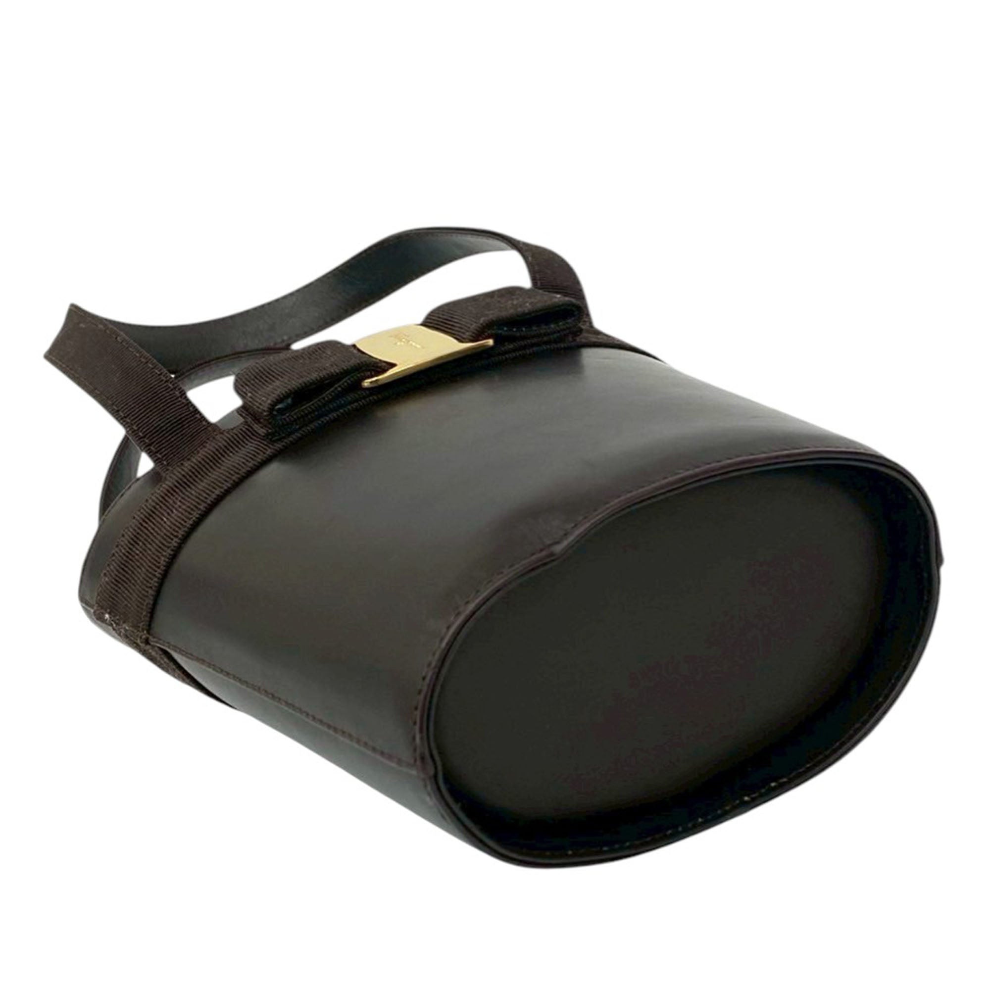 Leather Vara Bow Top Handle Bucket Bag - Image 6