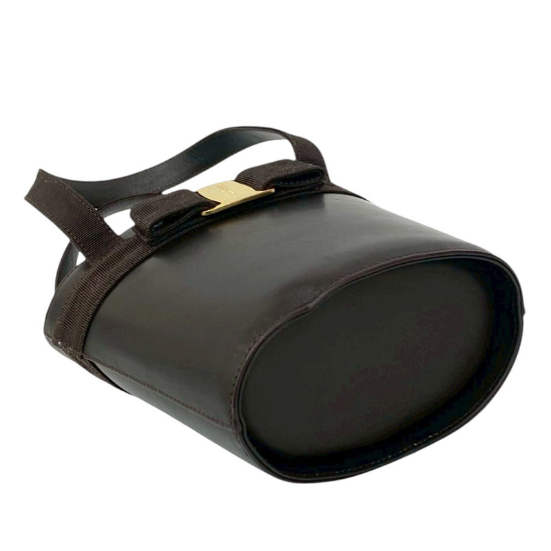 Leather Vara Bow Top Handle Bucket Bag - Image 6