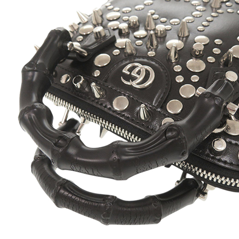 Mini Studded Dollar Calfskin Bamboo Diana Dome Satchel - Image 14