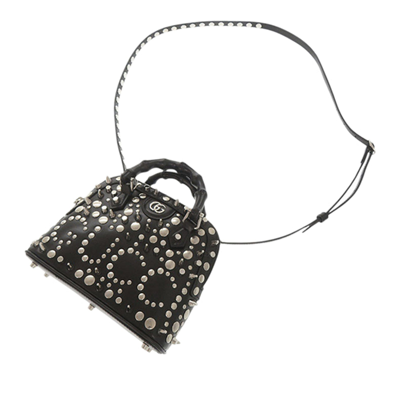 Mini Studded Dollar Calfskin Bamboo Diana Dome Satchel - Image 2