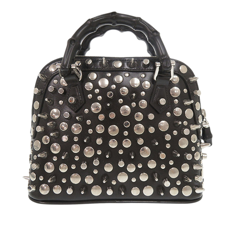 Mini Studded Dollar Calfskin Bamboo Diana Dome Satchel - Image 3
