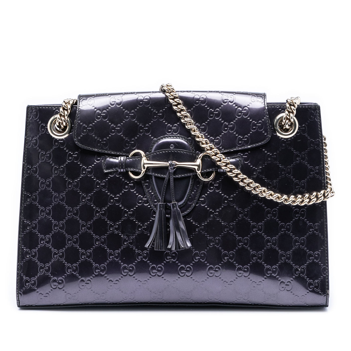 Large Guccissima Patent Emily Shoulder Bag - Image 1