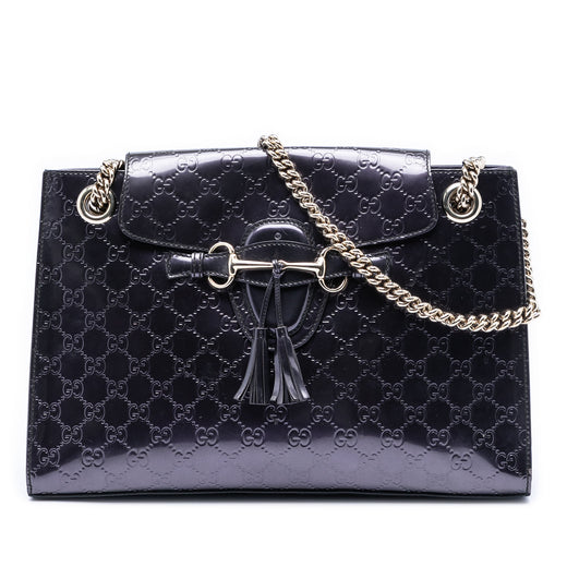 Large Guccissima Patent Emily Shoulder Bag - Image 1