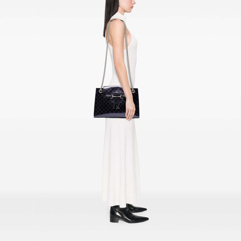 Large Guccissima Patent Emily Shoulder Bag - Image 7