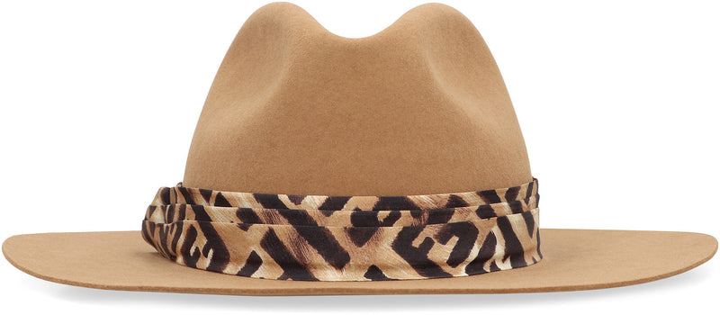 Fendi Fxq710 Camel Wool Felt Fedora — Fedoras