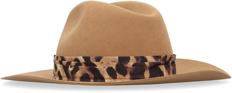 Fendi Fxq710 Camel Wool Felt Fedora — Fedoras