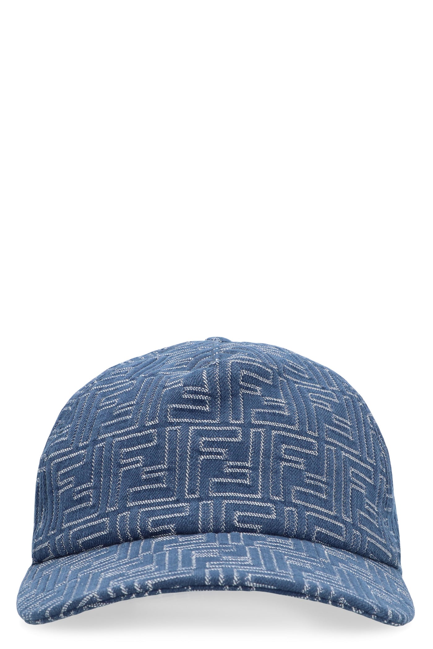 Fendi Fxq768 Ff Logo-Embroidered Denim Baseball Cap — Blue Cotton Caps