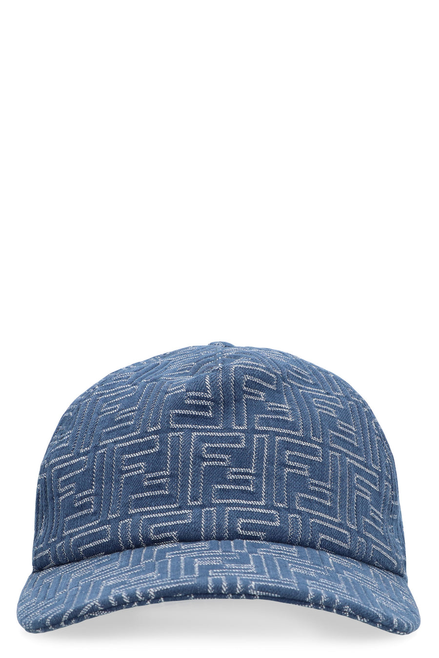 Fendi Fxq768 Ff Logo-Embroidered Denim Baseball Cap — Blue Cotton Caps