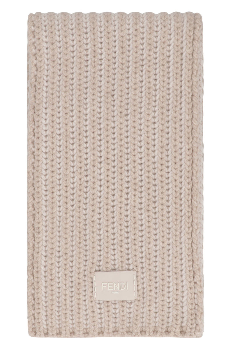 Fendi Virgin Wool And Cashmere Scarf — Beige Scarfs