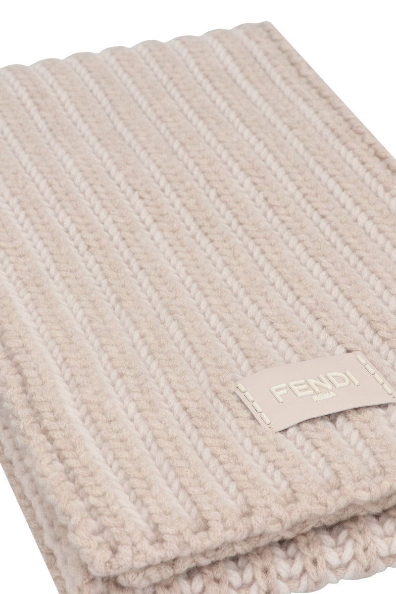 Fendi Virgin Wool And Cashmere Scarf — Beige Scarfs