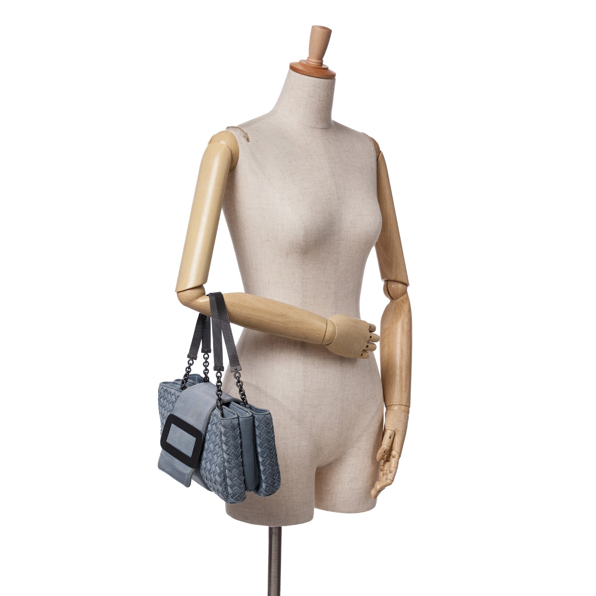 Canvas Intrecciato Buckle Flap Handbag - Image 14