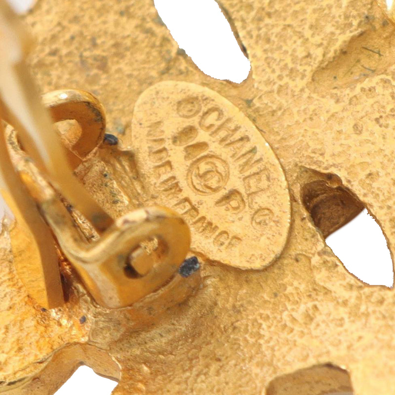 Gold Plated CC Floral Clip On Earrings - Image 4