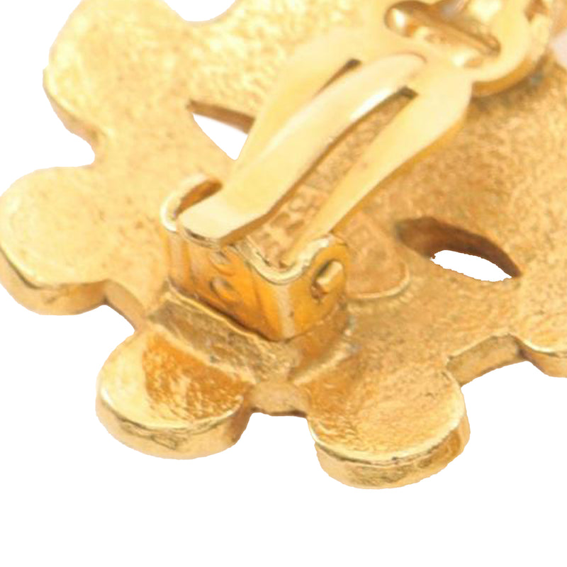 Gold Plated CC Floral Clip On Earrings - Image 5