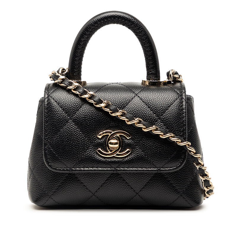 Nano Quilted Caviar Coco Top Handle Bag