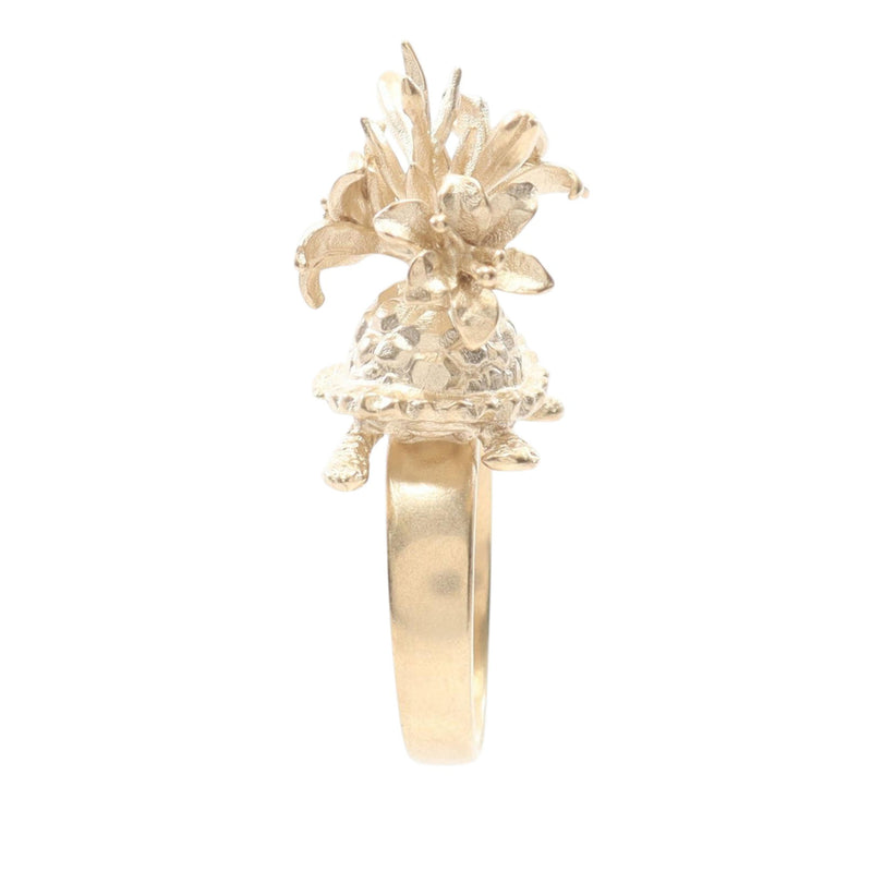 Gold Plated Turtle Flower Ring - Image 3