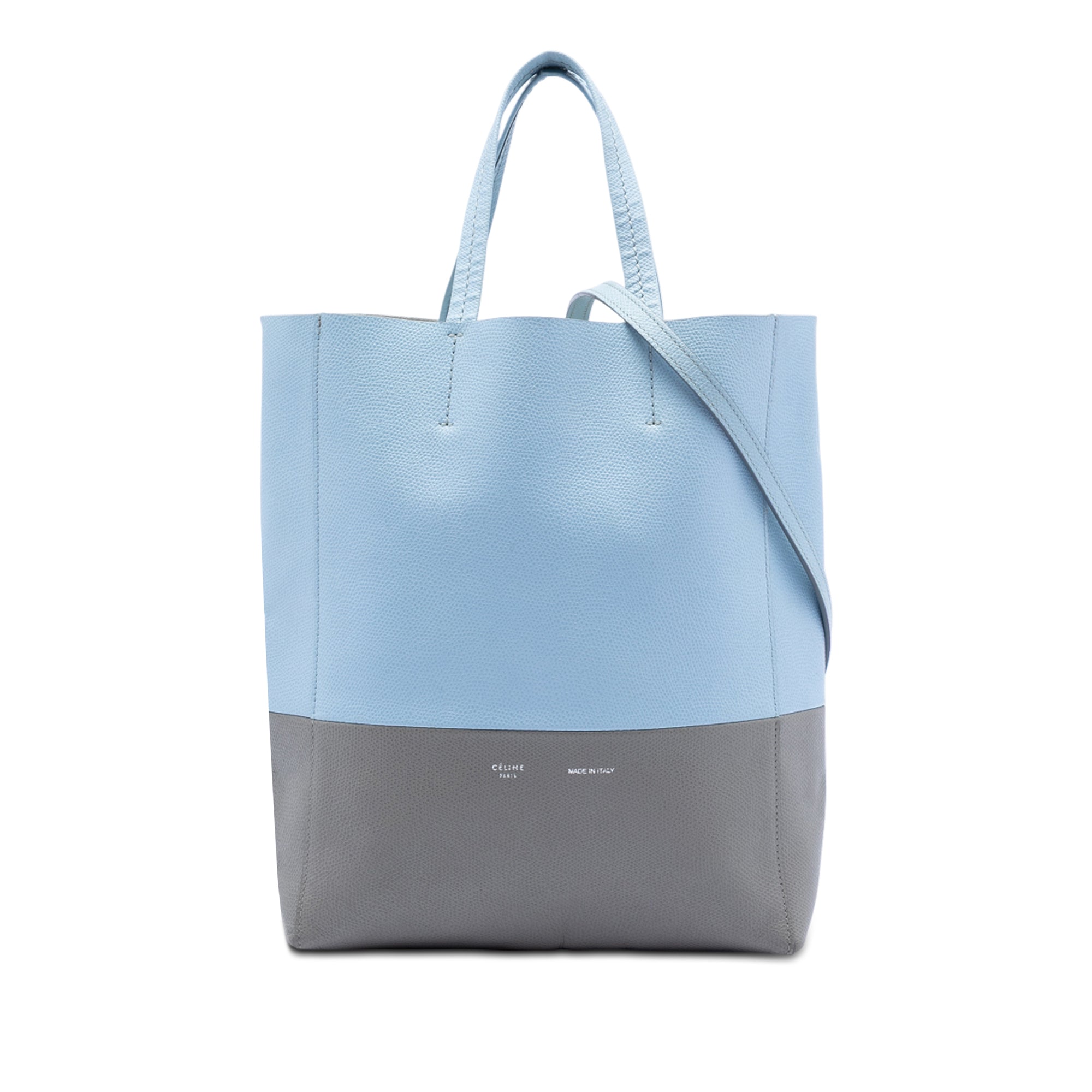 Small Bicolor Grained Calfskin Vertical Cabas Tote - Image 1