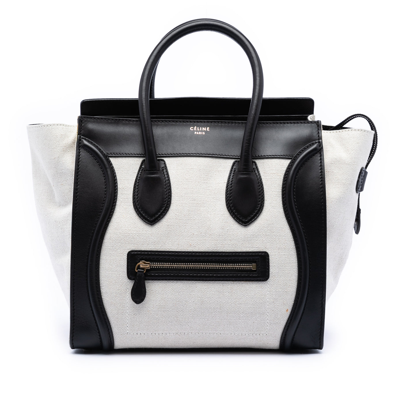 Mini Bicolor Canvas and Leather Luggage Tote - Image 1